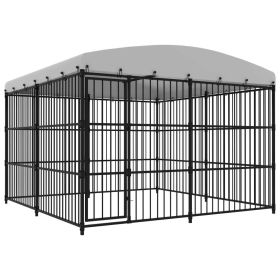 Outdoor Dog Kennel with Roof 118.1"x118.1"x82.7"