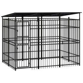 Outdoor Dog Kennel with Roof Steel 59.5 ftÂ²