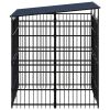 Outdoor Dog Kennel with Roof Steel 39.7 ftÂ²