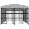Outdoor Dog Kennel with Roof 118.1"x118.1"x82.7"