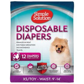 Simple Solution Disposable Diapers White Extra-Small Toy/Mini 12 Pack