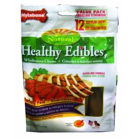 Nylabone Healthy Edibles Roast Beef/Chicken Flavor Chew12 Count, SMall/Regular
