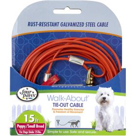 Four Paws Medium Weight Dog Tie Out Cable Red 15 Feet