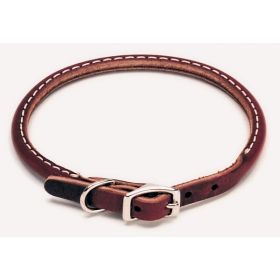 Circle T Latigo Leather Round Dog Collar Brown 3/8 in x 12 in