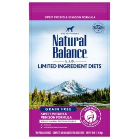 Natural Balance Pet Foods L.I.D. Adult Dry Dog Food Sweet Potato  Venison, 1ea/4 lb