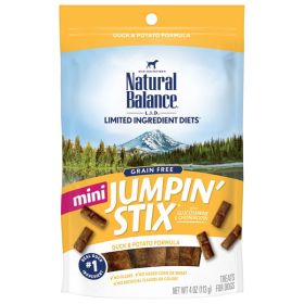 Natural Balance Pet Foods L.I.D Grain Free Jumpin' Stix Dog Treats Mini, Duck, 1ea/4 oz