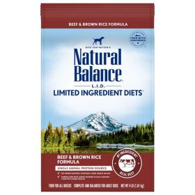 Natural Balance Pet Foods L.I.D. Adult Dry Dog Food Beef  Brown Rice, 1ea/4 lb