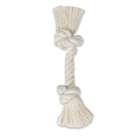 Mammoth Pet Products 100% Cotton Rope Bone Dog Toy 2 Knots Rope Bone White 16 in Extra Large