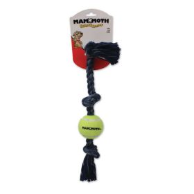 Mammoth Pet Products Denim 3 Knot Tug with Ball Dog Toy 3 Knots Rope with Tennis Ball Grey 20 in Medium