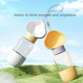 Dog out water bottle dog kettle portable accompanying water bottle dog walking water bottle pet drinking water feeding water dispenser supplies (colour: Common to cats and dogs, size: Cloud yellow trumpet -350ml)