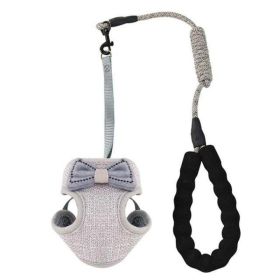 cat leash and bow harness set (Color: B)