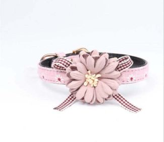 Floral Leather Dog Collar (Color: Pink, size: S 1.3x32cm)