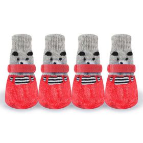 Wholesale 4pcs/set rubber waterproof rain and snow socks (Color: Red Dog Shoes 691, size: S 5x4cm fit 1.5kg)