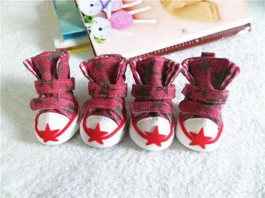 Wholesale pet dog shoes star casual puppy boots (Color: Red, size: 3)