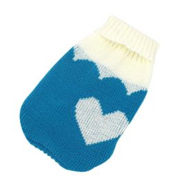 Christmas cat and dog sweaters (Color: blue heart, size: 3XL Within 3.5-6.5kg)