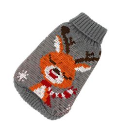 Christmas cat and dog sweaters (Color: Grey elk, size: S  Within 0.5-1kg)