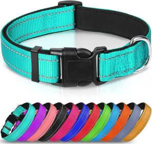 Reflective Dog Collar; Soft Neoprene Padded Breathable Nylon Pet Collar Adjustable for Medium Dogs (Color: Sky Blue, size: Medium (Pack of 1))